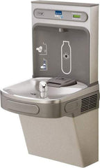 ELKAY - 8 GPH Cooling Capacity Barrier Free Wall Mounted Water Cooler & Fountain - Bottle Filling, 20 to 105 psi, 0.20 hp, Stainless Steel - Exact Tool & Supply