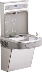 ELKAY - 8 GPH Cooling Capacity Barrier Free Wall Mounted Water Cooler & Fountain - Bottle Filling, 20 to 105 psi, 0.20 hp, Stainless Steel - Exact Tool & Supply