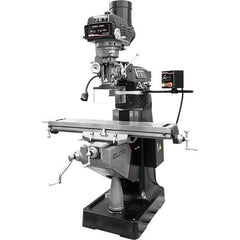 Jet - 9" Table Width x 49" Table Length, Variable Speed Pulley Control, 3 Phase Knee Milling Machine - R8 Spindle Taper, 3 hp - Exact Tool & Supply