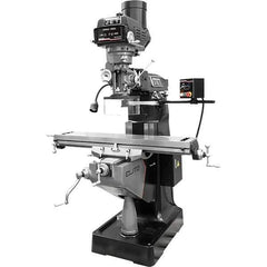 Jet - 9" Table Width x 49" Table Length, Variable Speed Pulley Control, 3 Phase Knee Milling Machine - R8 Spindle Taper, 3 hp - Exact Tool & Supply