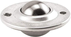 Hudson Bearing - 1 Inch Diameter, Round, Stainless Steel Ball Transfer - 2-1/4 Inch Overall Diameter, 3/4 Inch Mount Height, 75 Lb. Capacity - Exact Tool & Supply