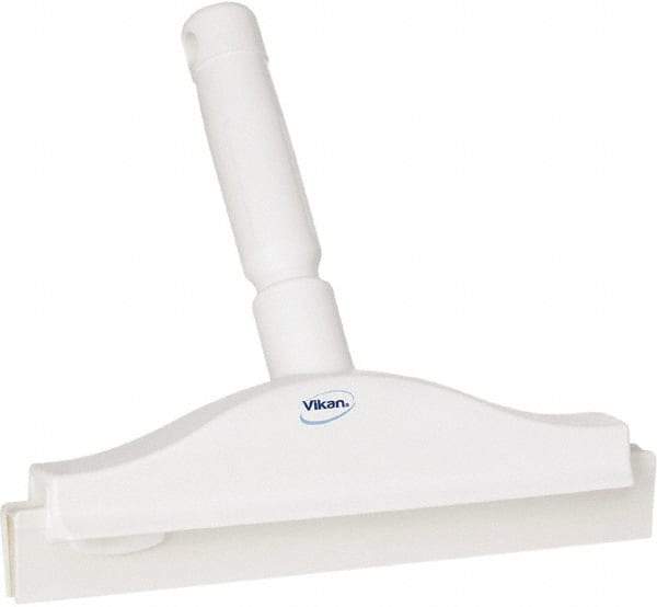 Vikan - 10" Rubber Blade Floor Squeegee - Double Edge, White, Plastic Holder - Exact Tool & Supply