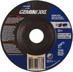 Norton - 24 Grit, 4-1/2" Wheel Diam, 1/4" Wheel Thickness, Type 27 Depressed Center Wheel - Aluminum Oxide, 12,225 Max RPM - Exact Tool & Supply