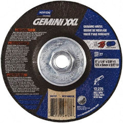 Norton - 24 Grit, 5" Wheel Diam, 1/4" Wheel Thickness, Type 27 Depressed Center Wheel - Aluminum Oxide, 8,600 Max RPM - Exact Tool & Supply