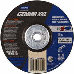 Norton - 24 Grit, 6" Wheel Diam, 1/4" Wheel Thickness, Type 27 Depressed Center Wheel - Aluminum Oxide, 13,580 Max RPM - Exact Tool & Supply