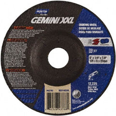Norton - 24 Grit, 5" Wheel Diam, 1/4" Wheel Thickness, 7/8" Arbor Hole, Type 27 Depressed Center Wheel - Aluminum Oxide, 10,185 Max RPM - Exact Tool & Supply