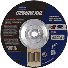 Norton - 24 Grit, 7" Wheel Diam, 1/4" Wheel Thickness, Type 27 Depressed Center Wheel - Aluminum Oxide, 10,185 Max RPM - Exact Tool & Supply