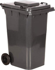 Vestil - 64 Gal Gray Rectangle Trash Can - Polyethylene, None Graphic, 39-15/16" High x 28-1/2" Long x 23-1/2" Wide, Lid Included - Exact Tool & Supply