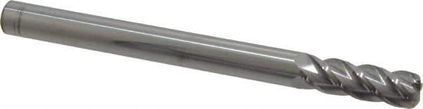 Accupro - 1/2", 4 Flute, Single End, Solid Carbide, 1/8" Corner Radius End Mill - 6" OAL, 40° Helix, Right Hand Flute, 1-1/2" LOC, Right Hand Cut - Exact Tool & Supply