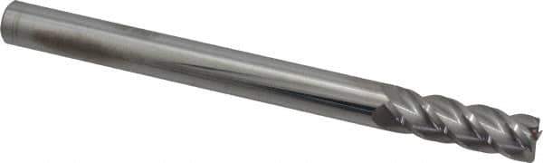 Accupro - 1/2", 4 Flute, Single End, Solid Carbide, 0.015" Corner Radius End Mill - 6" OAL, 40° Helix, Right Hand Flute, 1-1/2" LOC, Right Hand Cut - Exact Tool & Supply