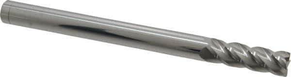 Accupro - 1/2", 4 Flute, Single End, Solid Carbide, 0.02" Corner Radius End Mill - 6" OAL, 40° Helix, Right Hand Flute, 1-1/2" LOC, Right Hand Cut - Exact Tool & Supply