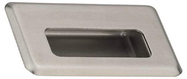 Sugatsune - 138mm Overall Width x 88mm Overall Height, 21mm Recess Depth, Satin Sheet Metal Recessed Pull with M4 Nut - 304 Stainless Steel, 62mm Recess Height, 96mm Recess Width, 110mm Center to Center, M4 Thread - Exact Tool & Supply