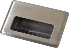 Sugatsune - 138mm Overall Width x 88mm Overall Height, 21mm Recess Depth, Satin Sheet Metal Recessed Pull with M4 Stud - 304 Stainless Steel, 62mm Recess Height, 96mm Recess Width, 110mm Center to Center, M4 Thread - Exact Tool & Supply