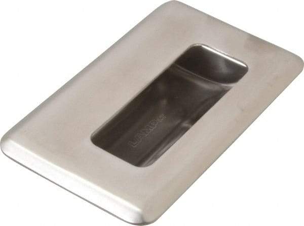 Sugatsune - 109.5mm Overall Width x 64mm Overall Height, 14.5mm Recess Depth, Satin Sheet Metal Recessed Pull with M4 Stud - 304 Stainless Steel, 40mm Recess Height, 67.5mm Recess Width, 88mm Center to Center, M4 Thread - Exact Tool & Supply
