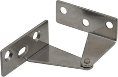 Sugatsune - 1-11/32" Long x 1-37/64" Wide x 1-1/2" Thick, Plain 430 Stainless Steel, Right Hand Overlay Door Pivot Hinge - 3" Pin Diam, 6 Holes, 1 Knuckle, 3.9 Lb Capacity, 18" Leaf Height - Exact Tool & Supply