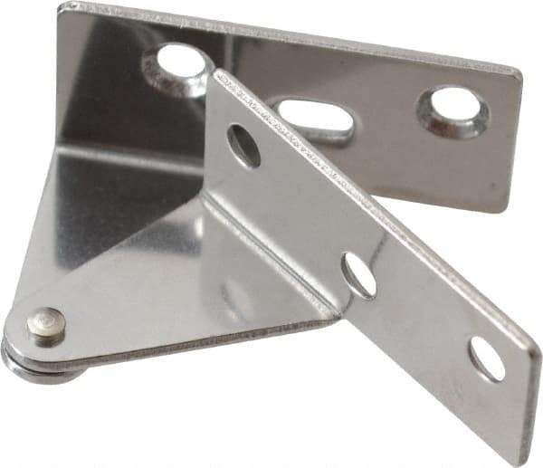 Sugatsune - 1-7/64" Long x 1-37/64" Wide x 1-1/2" Thick, Plain 430 Stainless Steel, Left Hand Overlay Door Pivot Hinge - 3" Pin Diam, 6 Holes, 1 Knuckle, 3.9 Lb Capacity, 18" Leaf Height - Exact Tool & Supply