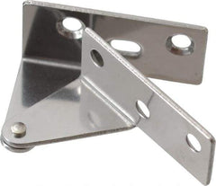 Sugatsune - 1-7/64" Long x 1-37/64" Wide x 1-1/2" Thick, Plain 430 Stainless Steel, Left Hand Overlay Door Pivot Hinge - 3" Pin Diam, 6 Holes, 1 Knuckle, 3.9 Lb Capacity, 18" Leaf Height - Exact Tool & Supply