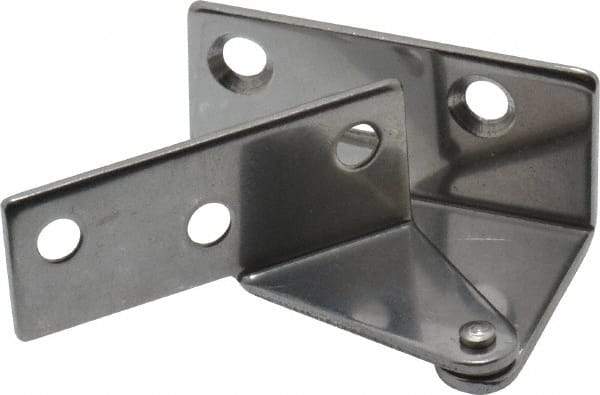Sugatsune - 1-7/64" Long x 1-37/64" Wide x 1-1/2" Thick, Plain 430 Stainless Steel, Right Hand Overlay Door Pivot Hinge - 3" Pin Diam, 6 Holes, 1 Knuckle, 3.9 Lb Capacity, 18" Leaf Height - Exact Tool & Supply