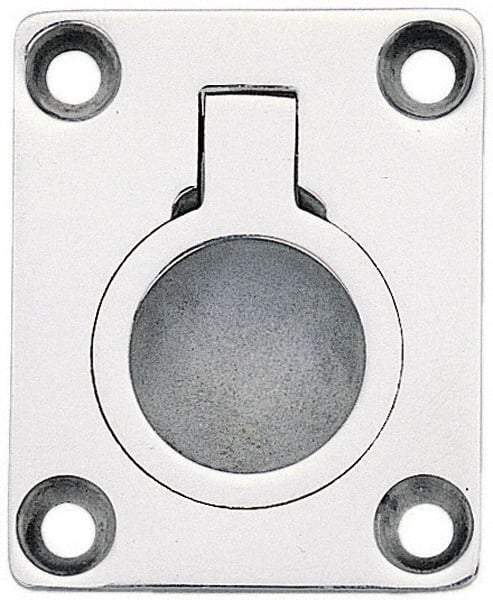 Sugatsune - Polished Finish 316 Stainless Steel Trap Door Ring - 23/64" Mortise Depth, 1-7/8" High x 1-1/2" Wide - Exact Tool & Supply