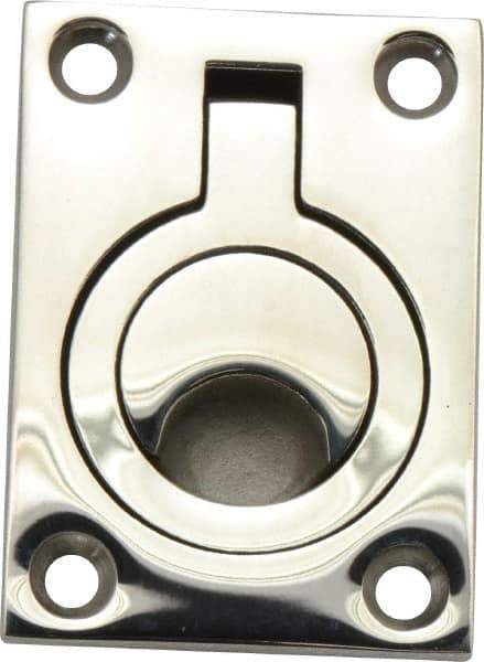 Sugatsune - Polished Finish 316 Stainless Steel Trap Door Ring - 23/64" Mortise Depth, 2-15/32" High x 1-47/64" Wide - Exact Tool & Supply