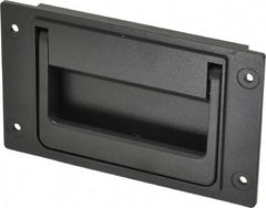 Sugatsune - 148mm Wide Plate x 3-35/64" High Plate, Zinc Alloy,Steel & Synthetic Rubber Trunk Handle - 120mm Wide x 3-5/32" High, Zinc Finish, 4 Holes - Exact Tool & Supply