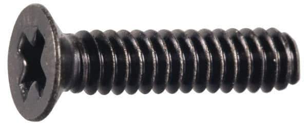 Made in USA - #4-40 UNC, 1/2" OAL Phillips Drive Machine Screw - Flat Head, Grade 300 Stainless Steel, Black Oxide Finish, Without Washer - Exact Tool & Supply