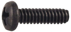 Made in USA - #6-32 UNC, 1" Length Under Head Phillips Drive Machine Screw - Pan Head, Grade 300 Stainless Steel, Black Oxide Finish, Without Washer - Exact Tool & Supply