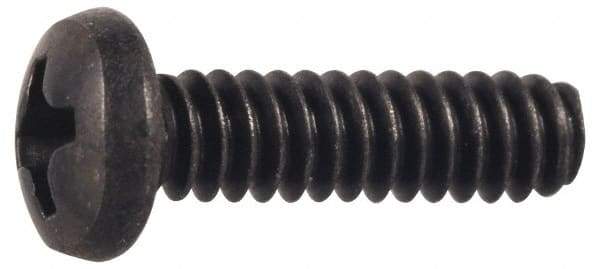 Made in USA - #4-40 UNC, 1/8" Length Under Head Phillips Drive Machine Screw - Pan Head, Grade 300 Stainless Steel, Black Oxide Finish, Without Washer - Exact Tool & Supply