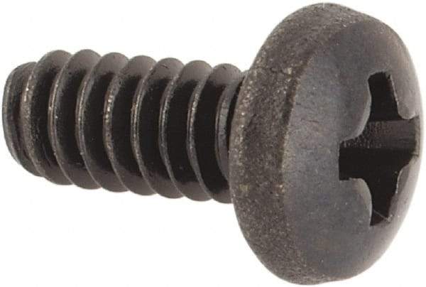 Made in USA - #4-40 UNC, 1/4" Length Under Head Phillips Drive Machine Screw - Pan Head, Grade 300 Stainless Steel, Black Oxide Finish, Without Washer - Exact Tool & Supply