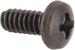 Made in USA - #4-40 UNC, 1/4" Length Under Head Phillips Drive Machine Screw - Pan Head, Grade 300 Stainless Steel, Black Oxide Finish, Without Washer - Exact Tool & Supply
