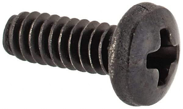 Made in USA - #4-40 UNC, 5/16" Length Under Head Phillips Drive Machine Screw - Pan Head, Grade 300 Stainless Steel, Black Oxide Finish, Without Washer - Exact Tool & Supply