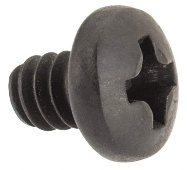Made in USA - #6-32 UNC, 3/16" Length Under Head Phillips Drive Machine Screw - Pan Head, Grade 300 Stainless Steel, Black Oxide Finish, Without Washer - Exact Tool & Supply
