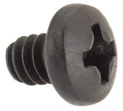Made in USA - #6-32 UNC, 3/16" Length Under Head Phillips Drive Machine Screw - Pan Head, Grade 300 Stainless Steel, Black Oxide Finish, Without Washer - Exact Tool & Supply