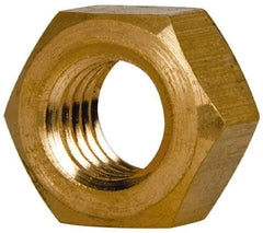 Value Collection - 7/16-14 UNC Brass Right Hand Hex Nut - 11/16" Across Flats, 3/8" High, Brass Finish - Exact Tool & Supply