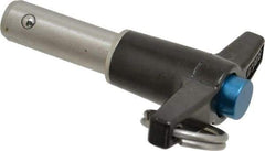Jergens - 1/2" Diam, 1" Usable Length, T Handle, Push Button Quick Release Pin - 3-1/8" OAL, Grade 17-4 Stainless Steel, Passivated Finish - Exact Tool & Supply