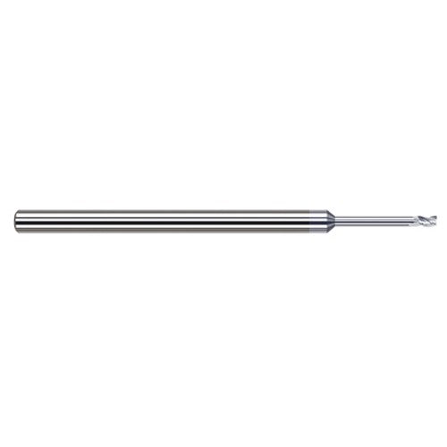 Variable Helix End Mills for Aluminum Alloys - 0.0200″ Cutter Diameter × 0.0300″ Length of Cut × 0.1600″ Reach Carbide Square End Mill for Aluminum Alloys, 3 Flutes, TiB2 Coated - Exact Tool & Supply