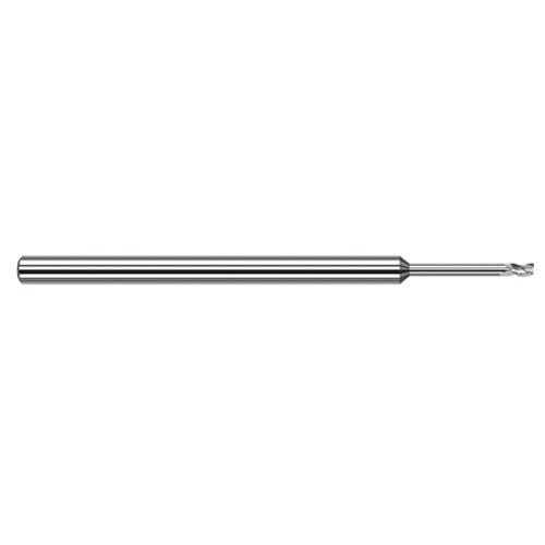 Variable Helix End Mills for Aluminum Alloys - 0.0620″ (1/16″) Cutter Diameter × 0.0930″ (3/32″) Length of Cut × 0.3120″ (5/16″) Reach Carbide Square End Mill for Aluminum Alloys, 3 Flutes - Exact Tool & Supply