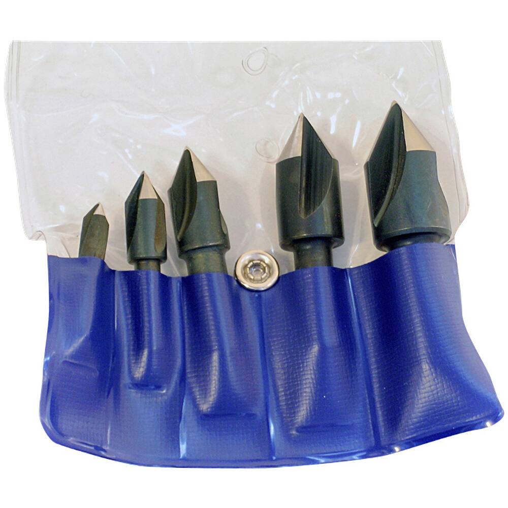 Chicago-Latrobe - 5 Piece, 1/4 to 3/4" Head Diam, 82° Included Angle, Single End Countersink Set - Exact Tool & Supply