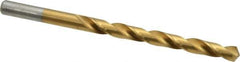 Chicago-Latrobe - Letter E (1/4) 118° High Speed Steel Jobber Drill - TiN Finish, Right Hand Cut, Spiral Flute, Straight Shank, 4" OAL, Standard Point - Exact Tool & Supply