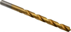 Chicago-Latrobe - Letter M 118° High Speed Steel Jobber Drill - TiN Finish, Right Hand Cut, Spiral Flute, Straight Shank, 4-3/8" OAL, Standard Point - Exact Tool & Supply