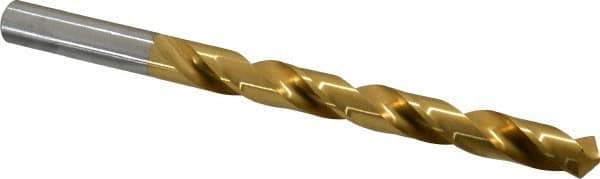 Chicago-Latrobe - Letter U 118° High Speed Steel Jobber Drill - TiN Finish, Right Hand Cut, Spiral Flute, Straight Shank, 5" OAL, Standard Point - Exact Tool & Supply