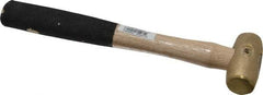 American Hammer - 1/2 Lb Head 1" Face Brass Head Hammer - 10" OAL, Wood Handle - Exact Tool & Supply