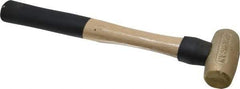 American Hammer - 1-1/2 Lb Head 1-3/8" Face Brass Head Hammer - 12" OAL, Wood Handle - Exact Tool & Supply