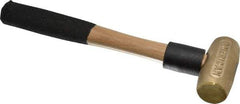 American Hammer - 1 Lb Head 1-1/8" Face Brass Head Hammer - 12" OAL, Wood Handle - Exact Tool & Supply