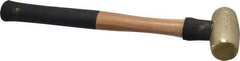 American Hammer - 3 Lb Head 1-1/2" Face Brass Head Hammer - 15" OAL, Wood Handle - Exact Tool & Supply