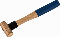 American Hammer - 1 Lb Head 1-1/8" Face Bronze Nonmarring Hammer - 12" OAL, Wood Handle - Exact Tool & Supply