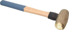 American Hammer - 4 Lb Head 1-5/8" Face Bronze Nonmarring Hammer - 16" OAL, Wood Handle - Exact Tool & Supply