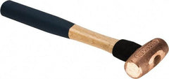 American Hammer - 1-1/2 Lb Nonsparking Copper Head Hammer - 12" OAL, 2-3/4" Head Length, 1-3/8" Face Diam, 12" Hickory Handle - Exact Tool & Supply