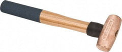 American Hammer - 2 Lb Nonsparking Copper Head Hammer - 13" OAL, 3-1/2" Head Length, 1-3/8" Face Diam, 13" Hickory Handle - Exact Tool & Supply
