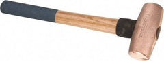 American Hammer - 5 Lb Nonsparking Copper Head Hammer - 16" OAL, 5" Head Length, 1-3/4" Face Diam, 16" Hickory Handle - Exact Tool & Supply